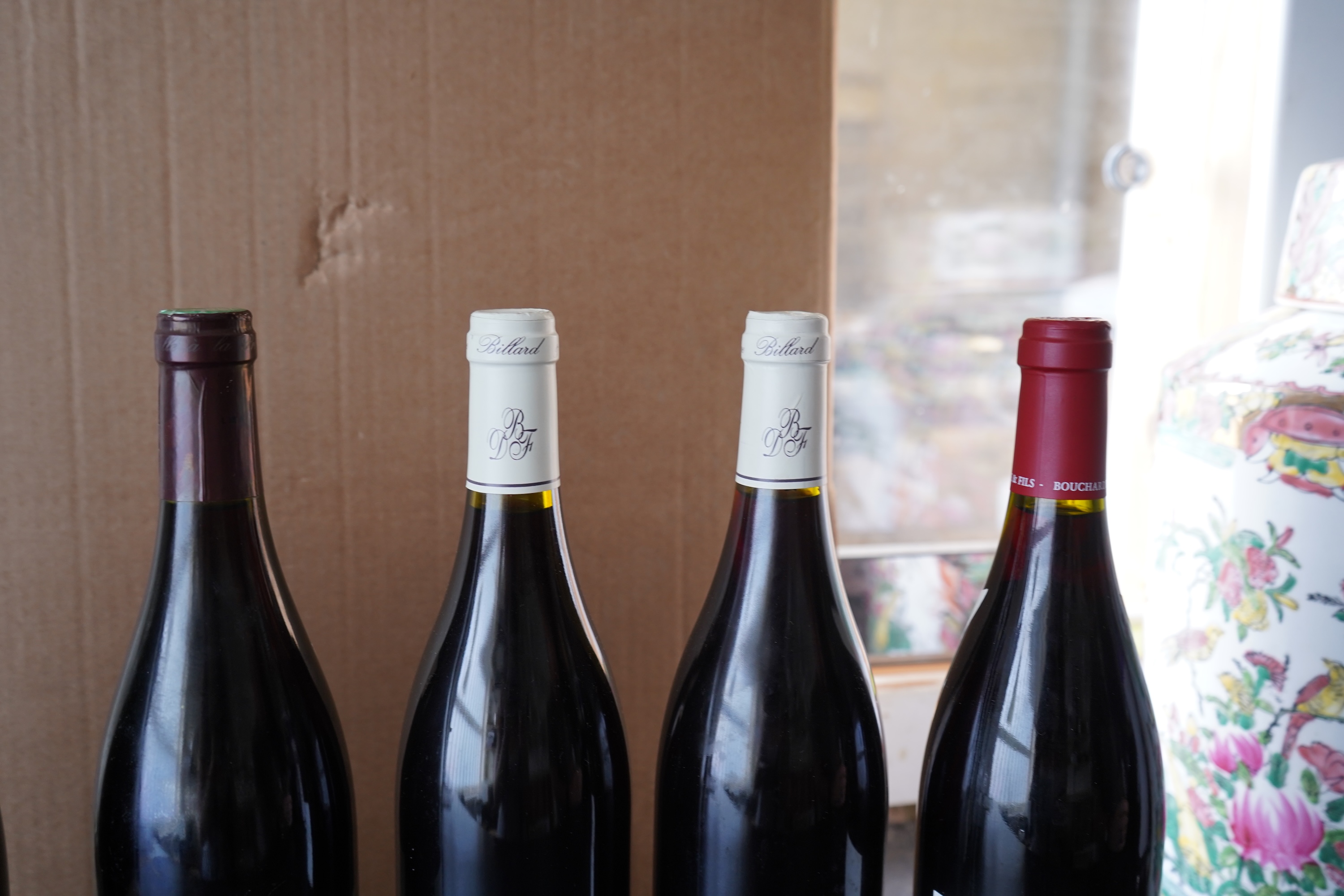 Five bottles of 2002 Le Mont Battois Bourgogne Hautes Cote De Beaune and five others